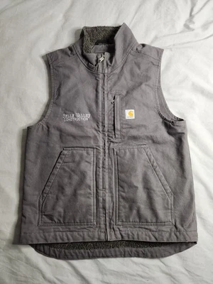 Carhartt Sherpa Lined Duck Canvas Vest Mens Size Large Gray Workwear 104277 GVL - Image 1 of 4