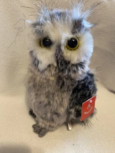 Aurora Horned Owl Plush Lifelike Realistic Stuffed Animal Wildlife Toy Gray H4 - Picture 1 of 11