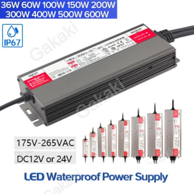 IP67 Waterproof AC to DC 12V 24V Led Lighting Transformers Driver Power Supply - Image 1 of 4