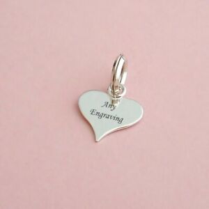 Engravable Tiny 925 Sterling Silver Charm, Heart, Engraved 1 side