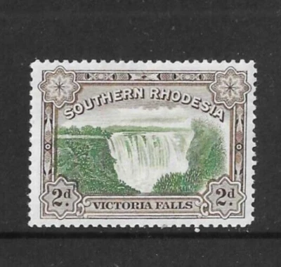 KG V ~ SOUTHERN RHODESIA ~ 1932 ~ SG 29 2d GREEN & CHOCOLATE "VICTORIA FALLS" MM - Image 1 of 2