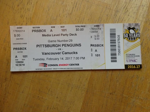 Sidney Crosby  Game # 999 in his NHL Career Ticket Cover