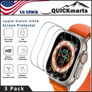 1/3x For Apple Watch Ultra/2 49mm Full Coverage Tempered Glass Screen Protector - Picture 1 of 7