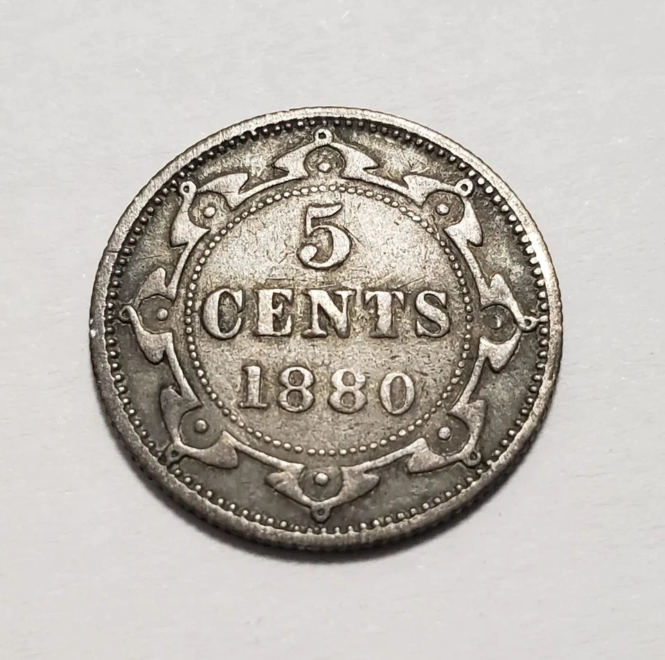 1880 5c .925 Silver Canada Newfoundland - Scarce - VF Semi Key Date - SKU-F7910 - Image 1 of 4