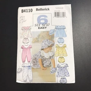 Butterick B4110 Easy Infants Dress Panties Jumpsuit & Hat S-M-L-XL Uncut FF - Picture 1 of 5