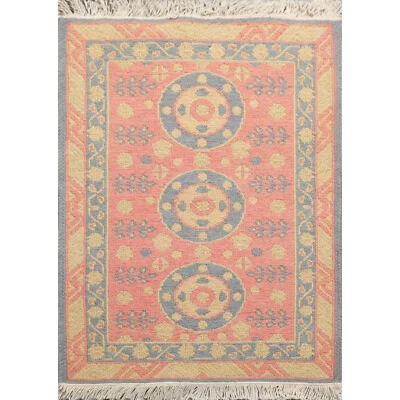 1'10” x 2'7” Hand Knotted 100% Wool Reversible Soumak Oriental Area Rug Rose - Image 1 of 4