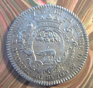 FRANCE-1745- WILD BOAR -CITY of ORLEANS  -SILVER  JETON- VERY RARE - Picture 1 of 2