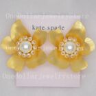 Kate Spade HUGE Flowers Pearl Cluster Statement Stud hoop Earrings 14k gold tone