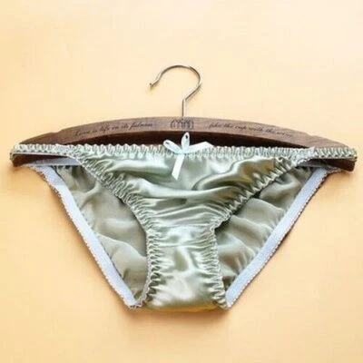 Women 100% Silk Panties String Bikinis Bow Cute Underwear Knickers Bottoms - Image 1 of 4