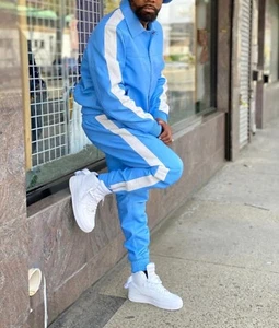 Men's 100% Real Leather Jogging TrackSuit ,Workout Jacket+Pant ,Full Set - Picture 1 of 1