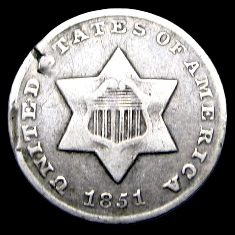 1851-O Silver Three Cent Pieces 3cp ---- Nice Details Type Coin ---- #TT860 Cover