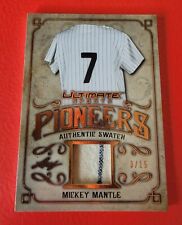 MICKEY MANTLE GAME USED JERSEY CARD #d3/15 2019 LEAF ULTIMATE SPORTS PIONEERS