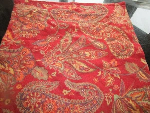 Pottery Barn Beaded red Jacquard wool pillow cover 24 New wo tag - Picture 1 of 2