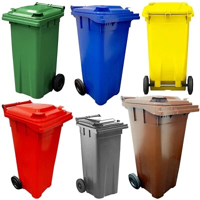 140L Litre Plastic Wheelie Bin for Waste Management & Recycling Compact Bins - Image 1 of 4