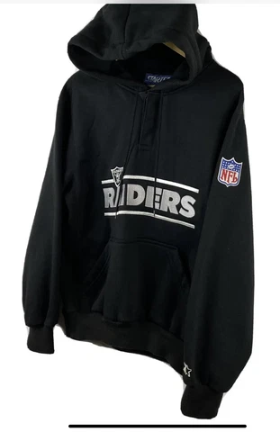 Los Angeles Raiders NFL Starter Mens Black Embroidered Hoodie Sweater XL Cover