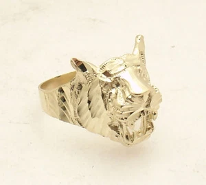 Size 10 Men's Diamond Cut Tiger Head Ring Real Solid 10K Yellow Gold  - Picture 1 of 6