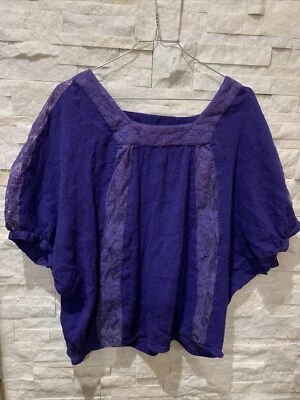 Haut Semi Transparent Manches Chauve Souris Bleu Version Originale TS - Photo 1/4