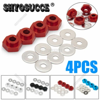 4x RC Radadapter 12 auf 17mm Alu 6-Kant Felgenmitnehmer 1/10 auf 1/8 rot blau sc - Bild 1 von 4