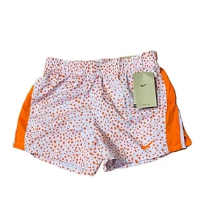 NEW Nike Large Girl's Running Shorts Tempo Orange Pink Logo Lined NWT - Picture 1 of 5