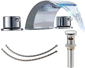 Rubinetto bagno diffuso BWE 8 pollici moderno con gruppo scarico pop up - Foto 1 di 3