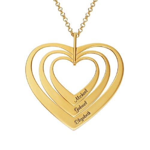Collana cuore nome Argento 925 Giallo rodiato anallergico regalo san valentino