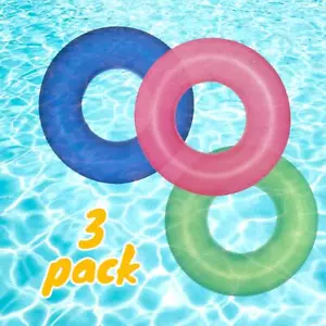 Kids Frosted Tube Swim Ring Pool Float Inflatable 30 in (3 pack) Ages 3-6 - Picture 1 of 3