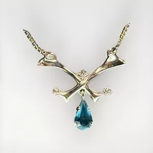 Vintage Sterling Silver Pendant Jewellery 925 Necklace Blue Stone 6.27g - Picture 1 of 12