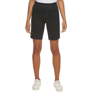 DKNY Jeans Damen schwarz Pull-On Komfort Stretch Denim Shorts 85% Baumwolle Neu mit Etikett - Bild 1 von 5