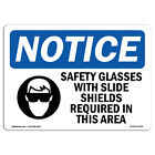 Lunettes de sécurité avec boucliers latéraux requises panneau d'avertissement OSHA autocollant métal plastique