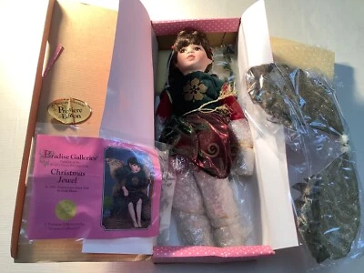Paradise Galleries Christmas Jewel Porcelain Doll NIB slight damage to box - Image 1 of 4