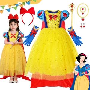 Deluxe Snow White Princess Fancy Dress Up Girls Costume Birthday Party Cosplay - Picture 1 of 17