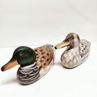 lot of 2 Vintage 10” Wooden Hand Carved & Painted  Duck Decoy