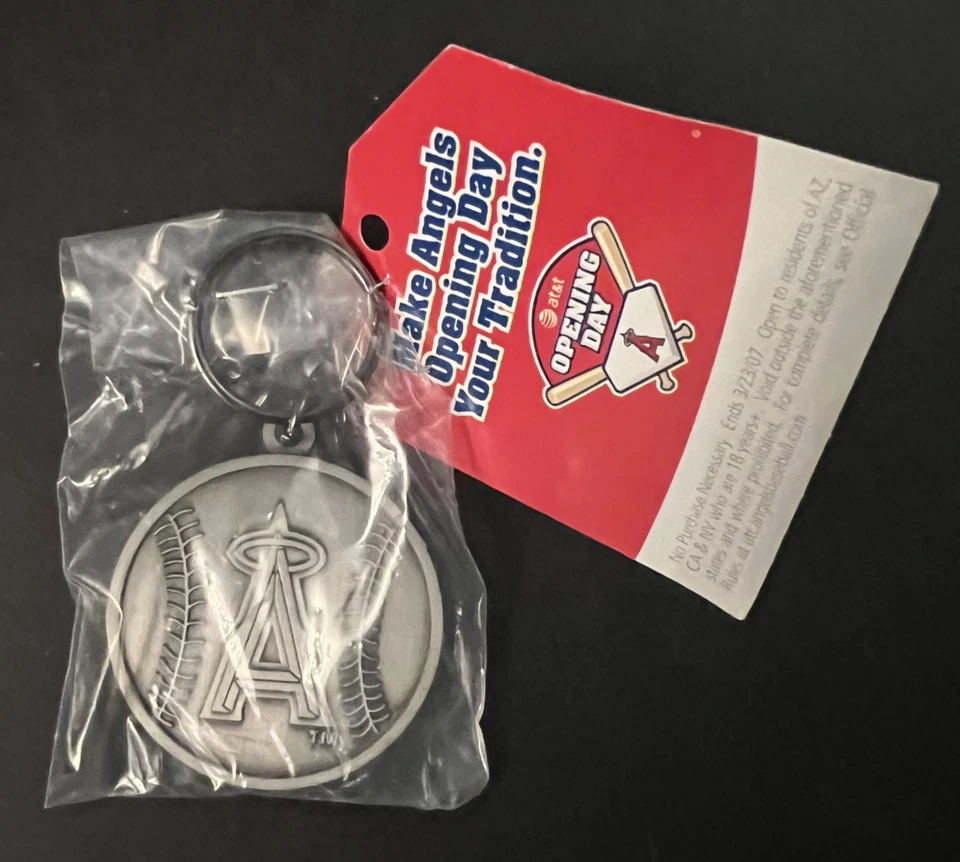 AT&T 2007 Opening Day Angels Baseball Keychain Keyring Metal New In Package - Image 1 of 4