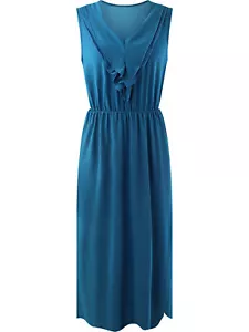 SLEEVELESS RUFFLED NECKLINE MAXI DRESS - Picture 1 of 22