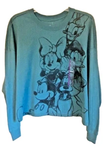 Disney Mickey & Friends Women's Large NWT Crop Sweatshirt Deep Jungle Green - Picture 1 of 9