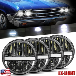 Faros LED redondos Halo de 5,75" pulgadas 4 piezas para Chevrolet Corvette Chevelle Impala - Imagen 1 de 11