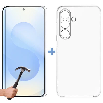 For Samsung Galaxy S25 Clear Back Case Cover and Tempered Glass Screen Protector - Image 1 of 4