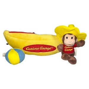 Gund Curious George Plush Banana Playset Rattle Crinkle Squeaker 4pcs Zipper 