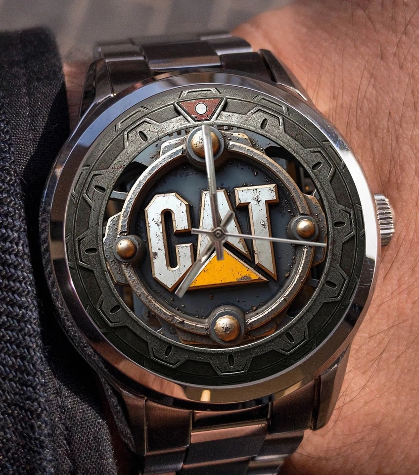¡Artículo nuevo! Caterpillar Logo Macro Engranajes Fondo Informal Personalizado Reloj de Metal!! Foto 1 de 1