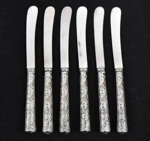 6x Antique Victorian Sterling Silver Lee & Wigfull Ornate Butter Spreaders - Picture 1 of 5