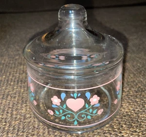 Vintage Glass Candy Dish Indiana Glass Hearts And Flowers Design Apothocary Jar - Picture 1 of 5