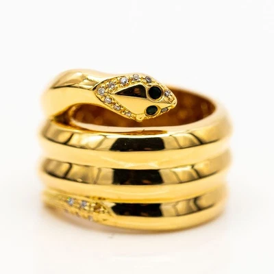 Jette Joop Schlangen Ring 750/18K Gelbgold Smaragde Diamanten ca. 0,12ct Gr.58 - Bild 1 von 3