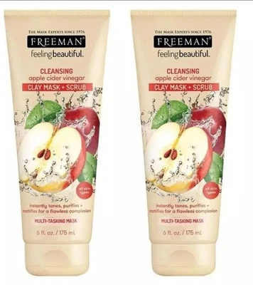 2 x Freeman Exfoliating Clay Mask + Scrub with Apple Cider Vinegar 6fl Oz BNIB - Image 1 of 4