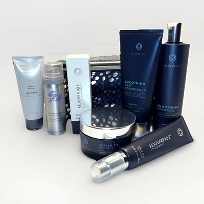 MONAT Hair Bundle 7 Pc Smoothing Shampoo/Conditioner Rejuvabeads Masque Bag  Etc - image 1 of 4