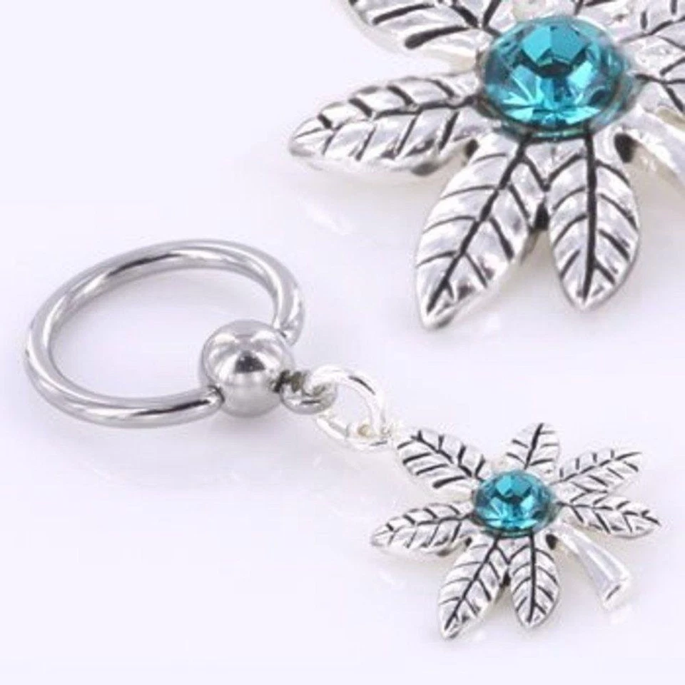 Anillo para pezones marihuana cuentas cautivas cáñamo cuerpo joyería par calibre 16 - Se vende como Foto 1 de 1