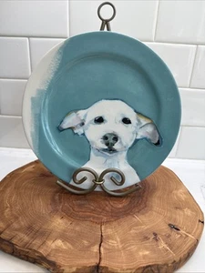 Rare Anthropology Sally Muir Dog-a-Day Dessert Plate Whippet in Color Mint - Picture 1 of 5
