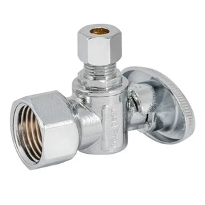 Válvula de parada de ángulo de cuarto de vuelta de compresión OD de 1/2 pulgada FIP x 1/4 pulgada, latón P... - Imagen 1 de 7