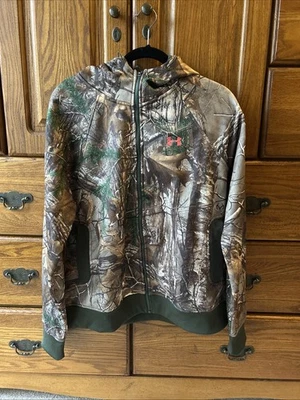 Under Armour Hoodie Womens Camo Realtree Large ColdGear Full Zip Hunting - Image 1 of 4