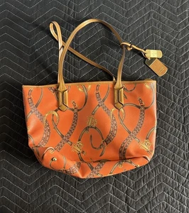 Ralph Lauren Canvas Equestrian Handbag Signature Rare - Picture 1 of 6