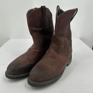 Ariat Mens Waterproof Leather Work Boots Size 13EE  Pull On Brown Rugged - Picture 1 of 10